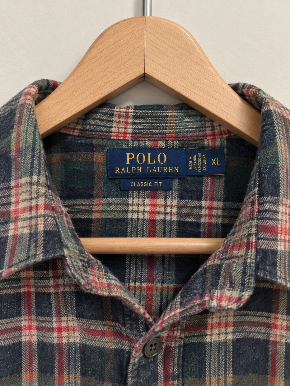 Polo Ralph Lauren Red, Green & Navy Plaid Flannel Button Down Shirt - Size XL